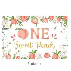 EUC “ONE SWEET PEACH” WALL Back Drop DECORATION“only” Baby Girl’s Birthday Party